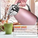 SSAWcasa 61oz Thermal Coffee Carafe Stainless Steel Double Wall Vacuum Thermos Thermal Flask Coffee Dispenser Insulated Coffee Carafes Keeping Coffee Water and Tea 12 Hours Hot, 24 Hours Cold (Pink)